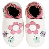 Momo Baby Soft Sole Baby Shoes - Daisy & Butterfly Cream White