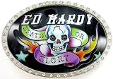 Don Ed Hardy Oval Belt Buckle w/Rhinestone Border
