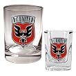 DC United MLS Rocks Glass and Square Shot Glass Set - Primary Logo by Great American Products