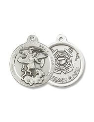 Sterling Silver St. Michael the Archangel Pendant Stainless Silver Heavy Curb Chain