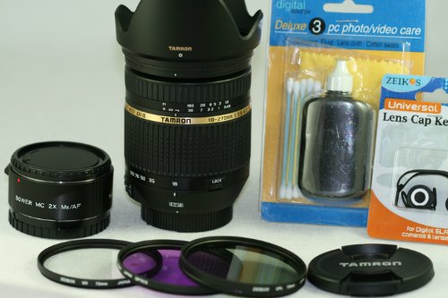 Cheap Tamron AF 18-270mm F/3.5-6.3 Di II VC (Vibration Compensation) LD Aspherical (IF) Macro Zoom Lens KIT With 2X AF Tele-Converter (36-540mm auto-Focus) , set of 3 filters , Case , Hood , Cleaning kit , Cap Holder and extended warranty For all NIKON Digital SLR cameras .