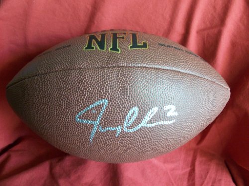 Jimmy Clausen Autographed NFL Wilson Composite Football, Carolina Panthers, Notre Dame Fighting Irish, Proof Photo of Jimmy Signing for Us.