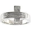 14K White Gold Rugged Cross Man's Ring