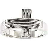 14K White Gold Rugged Cross Man's Ring