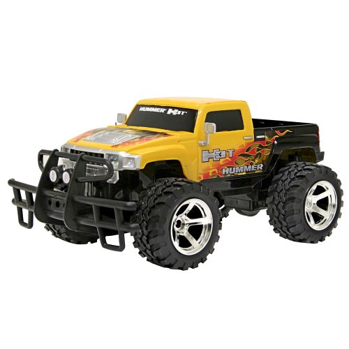 New Bright 1:15 Radio-Controlled Yellow Hummer H3T with Black Flames