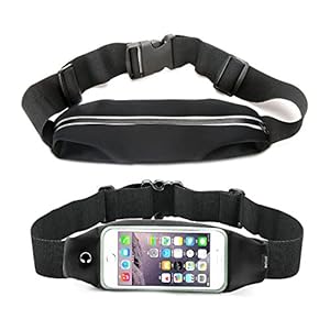 Flip Running Belt Runner Waist Pack Bag Fitness for Exercise, Running, Hiking, Travel iPhone 6 4.7 Touch Screen Large Capacity Size Adjustable Water Resistant Sweat proof Earphone Hole Money Belt