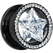 5/8" Black Clear Titanium Star CZ Screw Fit Tunnel