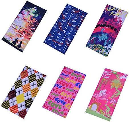 BNSE 6pcs Magic Headband Assorted Seamless Sport Bandanna Headwrap Scarf Wrap, 12 in 1 Outdoor Mask ,Bandana, Neck Gaiter, Balaclava, Helmet Liner ,Hair Accessories Set 2
