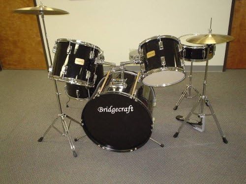 Bridgecraft/Derosa 5 Pc Drum Set with Cymbals - Black