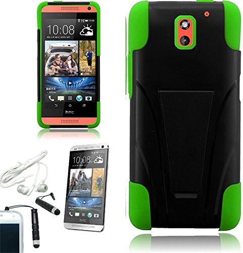[ARENA] BLACK GREEN HYBRID SLANT STAND COVER HARD GEL CASE for HTC DESIRE 612 VERIZON + FREE ARENA ACCESSORIES
