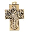 Many saint medals Cross with Miraculous medal and Jesus the word (3.2 cm or 1.3 inches) - Bronze.