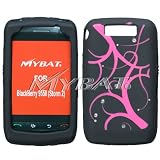 Blackberry Storm 2 9550 Black Soft Rubber Pink with Diamond Phone Protector Skin Cover Case