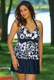 Classic & Flattering Floral Fancy Halter Skirtini by Delta Burke® - Women's Swimwear Plus Size Swimsuits