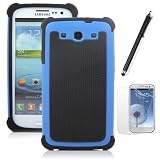 ATC Impact Resistant Bumper Case (Blue+Black) for Samsung Galaxy S III S3 I9300 + Screen Protector and Stylus