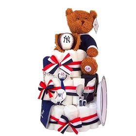 Official MLB Licensed New York Yankees Baseball New Baby Boy Diaper Cake - Great Shower Gift Idea for Newborns