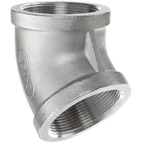 304 Stainless Steel Cast Pipe Fitting, 45 Degree Elbow, MSS SP-114, 1-1/2" NPT Female