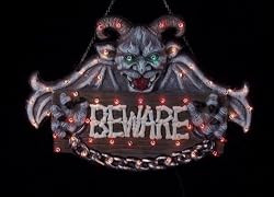 32" Beware Hanging Beast Halloween Decor 50-Light Lighted Yard Art #650059