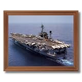Carrier USS Constellation Ship Home Decor Wall Picture Oak Framed Art Print