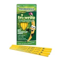 Dixon Ticonderoga My First Tri-Write Triangular #2 Pencils, Primary Size, Without Erasers, Wood-Cased, Black Writing, 36-Count (13084)