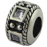 Biagi April Diamond Color Cubic Zirconia & Sterling Silver Birthstone Bead, Pandora Compatible