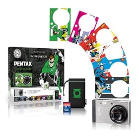 Pentax Green Lantern Collector Pack, (Optio RS1500 Silver Digital Camera with 4GB SD Card, Green Lantern Case and 7 DC Comics Skins)