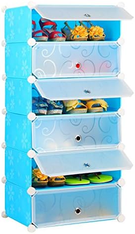 Leapair 6 Tiers DIY Resin Shoe Rack Storage Organizer Blue
