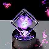（ビュティー）Biutee　クリスタルバラ　"I love you"　七彩ライト　光るバラ　クリスタルオルゴール 18種類音楽 USB ホタル ミュージックランプスタンド ぜんまい 付き 回転できる 