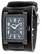 Nemesis #KIN053K Men's Premium Wide Leather Cuff Band Black IP Square Watch