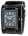 Nemesis #KIN053K Men's Premium Wide Leather Cuff Band Black IP Square Watch