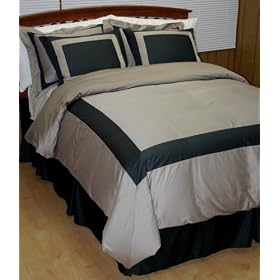 Luxury 5-PC Black with Taupe 300 Thread Count Full/Queen Duvet Cover Set 100 % Egyptian Cotton comforter cover set with matching pillow shams