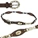 Women's Oval Metal Disc Rhinestone Brown Leather Belt