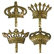 Gilt Wall Hooks- Crown Design, Set of 4