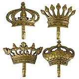 Gilt Wall Hooks- Crown Design, Set of 4