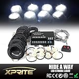 Xprite 160W 8 LED Bulbs Hide-A-Way Emergency Hazard Warning Strobe Lights - White
