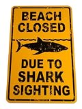 Shark Sighting Aluminum Sign in Yellow SF92