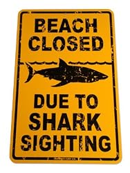 Shark Sighting Aluminum Sign in Yellow SF92