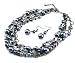 Faux Grey Pearl and Silvertone Chain Necklace Earrings Set Fashion Jewelry