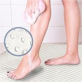 Premium Bath Tub Mat - Non-Slip & Anti-Bacterial with suction cups - 29 x 16 inches, White