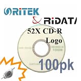 Ritek RiData 52x CD-R logo in cake box - 100 Pack - Kit includes keychain LED light