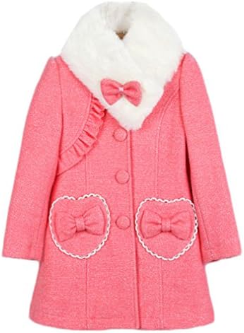 Big Little Girls' Wool Dress Coats With Faux Fur Collar Yellow 10-11 Years