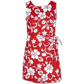 Classic Hibiscus Hawaiian Aloha Side Tie Sarong Dress