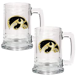 Iowa Hawkeyes NCAA 2pc 15oz Glass Tankard Set by Great American Products