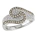 14K White Gold 1/2 ctw Brown and White Diamond Swirl Ring