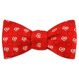 Men's Valentine Hearts Silk Freestyle Bowtie by Wild Ties in Red