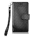 Sharp Aquos Crystal - Cellularvilla Pu Leather Wallet Card Flip Open Pocket Case Cover Pouch For Sharp Aquos Crystal 306SH (Carbon Fiber Black)