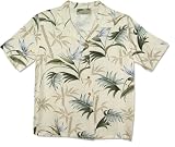 Bamboo Paradise- Ladies Hawaiian Aloha Shirt in Cream, Black & Navy Blue