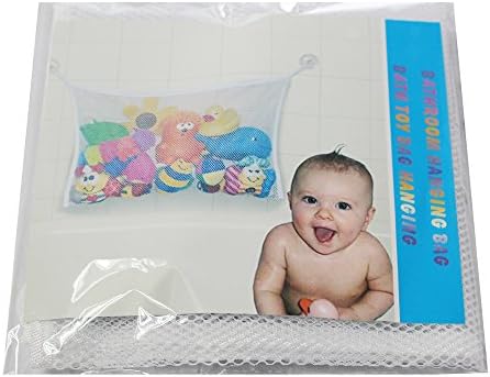 Baby Bath Toy Organizer Toy Tidy Storage with 2 Strong Hooked Suction Cups - White