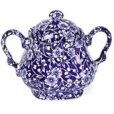 Queen s China Blue Calico 8-Ounce Covered Sugar Bowl