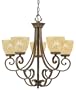 Quoizel LC5005SP Lancaster 26 1/2-Inch One Tier Chandelier With 5 Uplights with Amber Crackle Glass, Sepia Finish