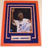 Corey Brewer Autographed Florida Gators 8x10 Photo with 06-07 Champs inscription Net ~ CUSTOM FRAMED
